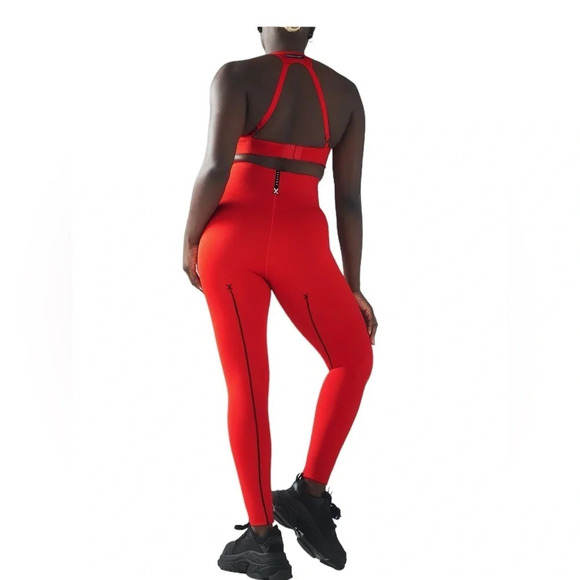 Savage Fenty Hotline High Waist Leggings Hotline Sports Bra Fire engine red Sz L - Picture 2 of 13